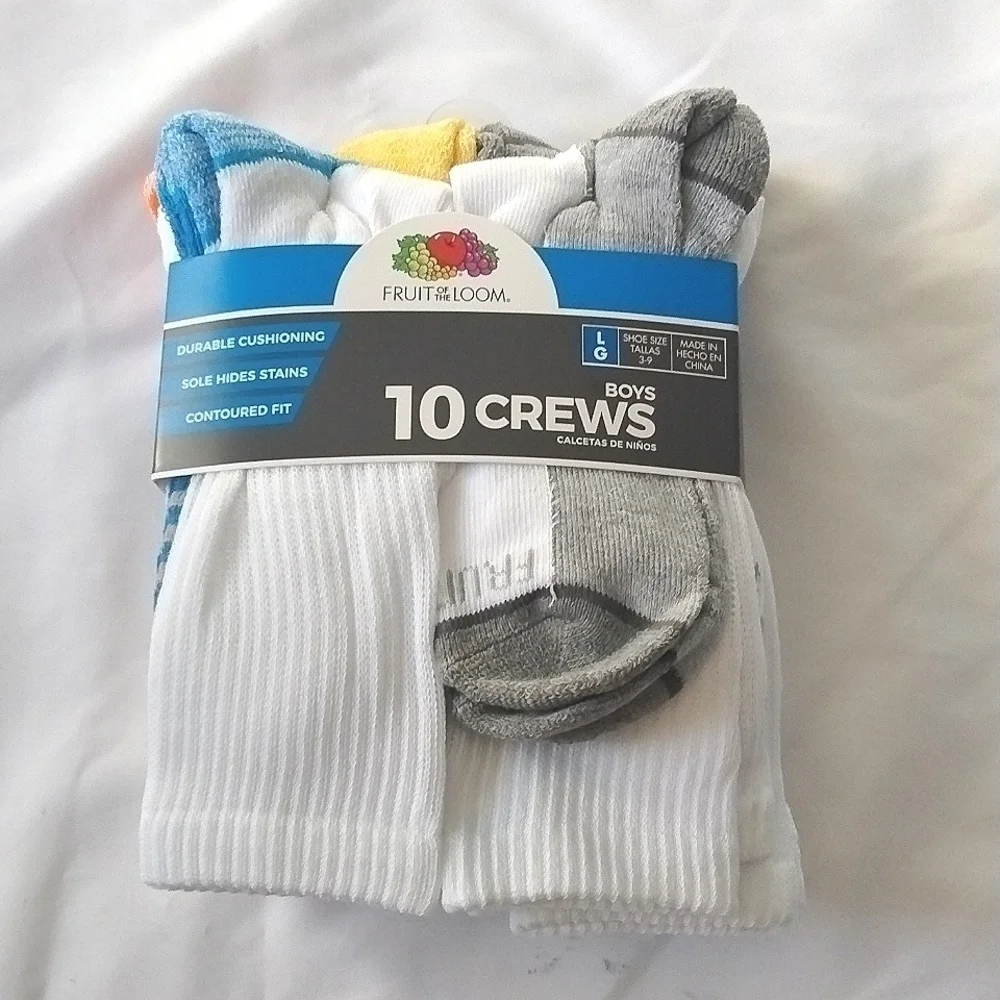 NWT 10Pk Kids Socks SzL (3-9)